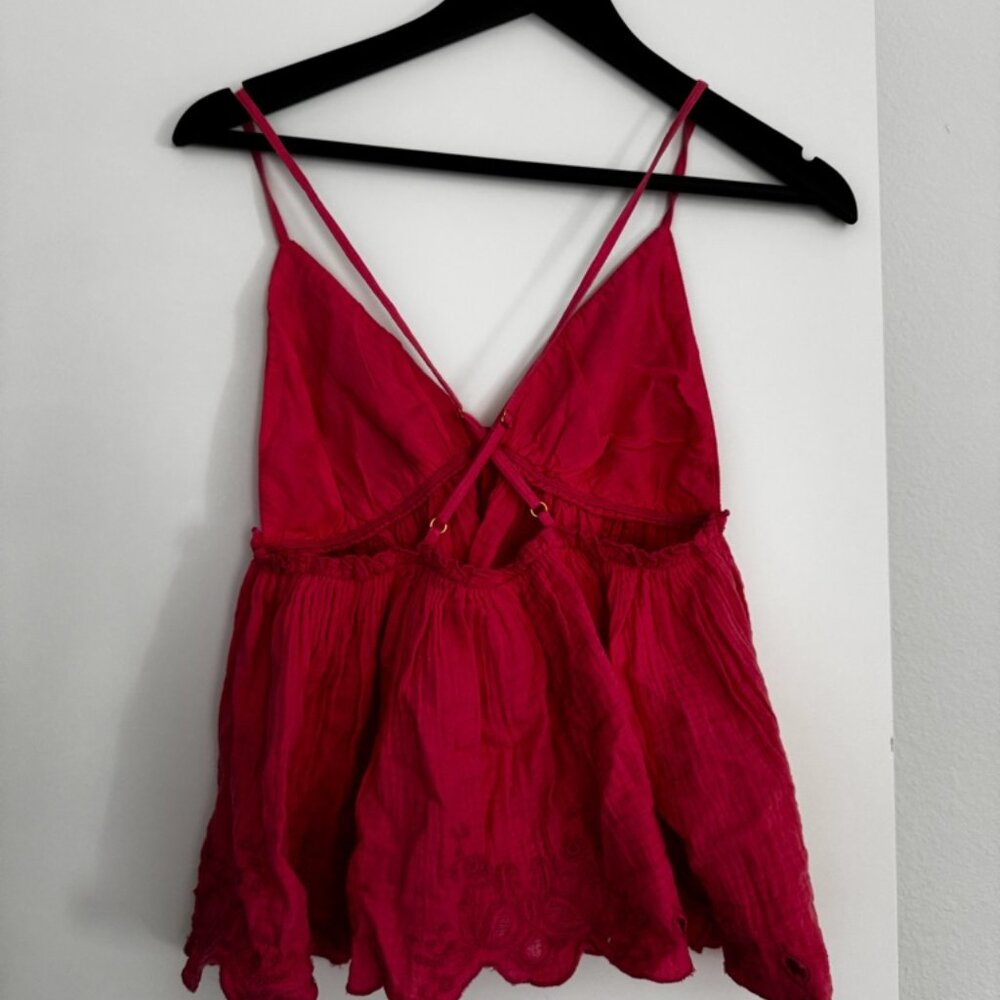 Free People Pink Flowy Embroidered Floral Lace Cami - Size S - Picture 7 of 7